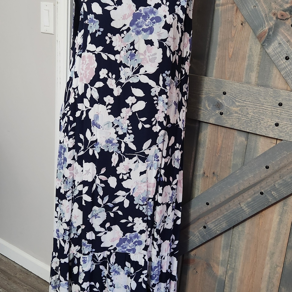 J. Jill Midnight and Soft Floral Pattern Dress